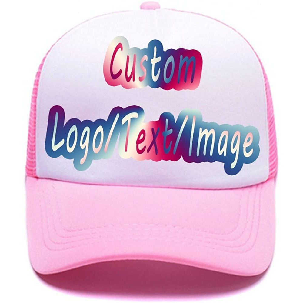 Baseball Caps Custom Ponytail Baseball Cap Personalized Messy Bun Hat Mesh Visor Trucker Hat - Trucker Pink - CE18HCYYUWM $10.04