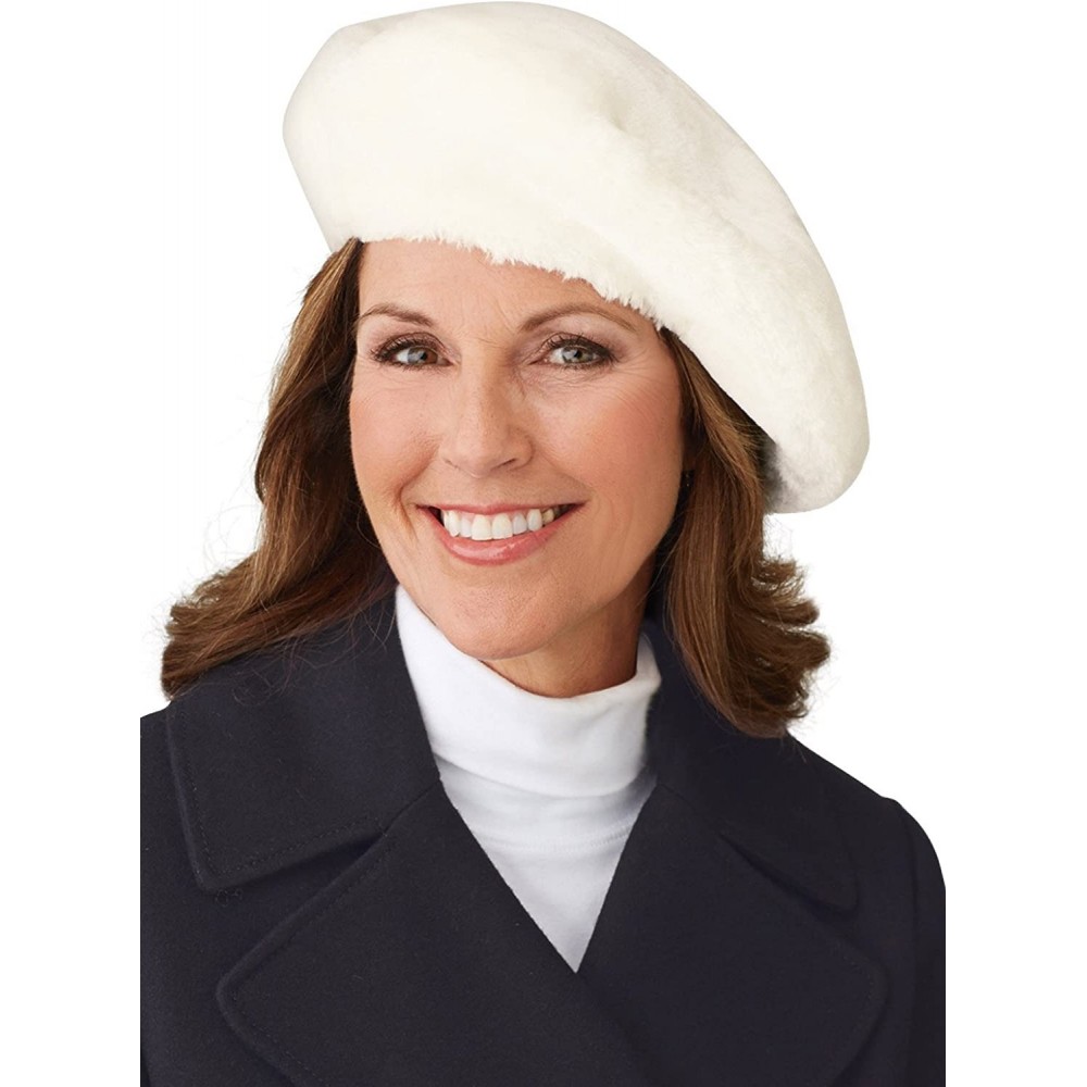 Berets Faux Fur Beret - Ivory - CB12C0SCQF3 $16.91