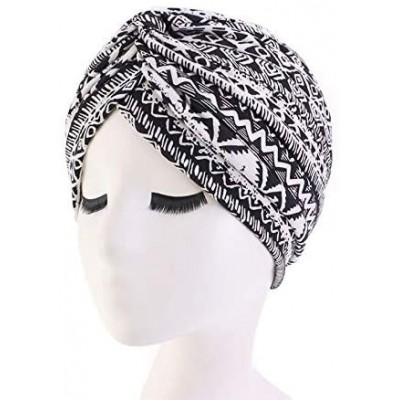 Skullies & Beanies Women's Cotton Turban Head Wrap Cancer Chemo Beanies Cap Headwear Cap Bonnet Hair Loss Hat - Ethnic Black ...