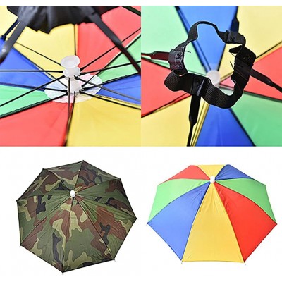 Rain Hats Adjustable Headband Sun Rain Outdoor Sport Foldable Fishing Umbrella Hat Cap - Multicolor - CI18534ZW4R $9.05