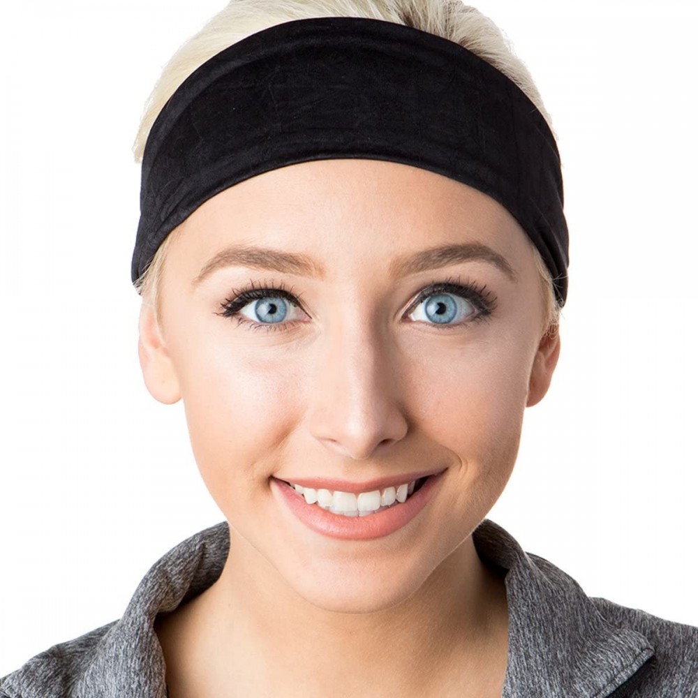 Headbands Adjustable & Stretchy Crushed Xflex Wide Headbands for Women Girls & Teens - Crushed Black - CC12NZ1OUYU $15.36