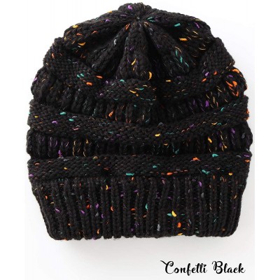Skullies & Beanies Women's Beanie Winter Confetti Warm Chunky Soft Stretch Cable Knit Ribbed Beanie Hat Skull Cap - CR18AGAK7...