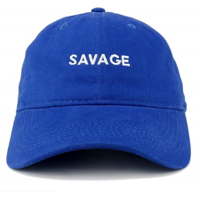 Baseball Caps Savage Embroidered Brushed Cotton Adjustable Cap Dad Hat - Royal - CR12MS0CLHV $13.13