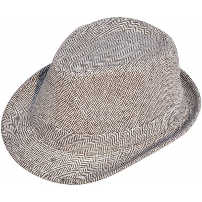 Fedoras Mens/Womens Vintage Structured Stain-Resistant Wool Blend Fedora Hat - Brown/White - CU180DCDAMU $14.68
