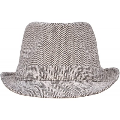 Fedoras Mens/Womens Vintage Structured Stain-Resistant Wool Blend Fedora Hat - Brown/White - CU180DCDAMU $14.68