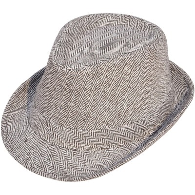 Fedoras Mens/Womens Vintage Structured Stain-Resistant Wool Blend Fedora Hat - Brown/White - CU180DCDAMU $14.68