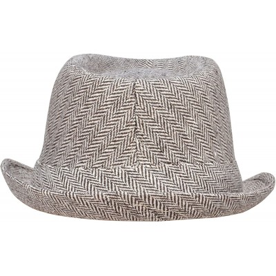 Fedoras Mens/Womens Vintage Structured Stain-Resistant Wool Blend Fedora Hat - Brown/White - CU180DCDAMU $14.68