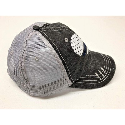 Baseball Caps White/Blue Glitter Thin Blue Line/Flag Heart Distressed Look Grey Trucker Cap Police - CH18M7U8MR3 $31.10