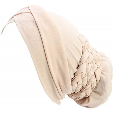 Skullies & Beanies Turban Soft Breathable Braided Durag Hair Snood Bun Hat Hair Braid - Tjm-341-1-beige - CR18M2649SZ $11.10