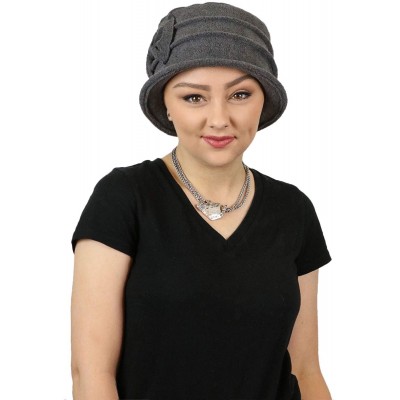 Skullies & Beanies Women's Hat Fleece Cloche Cancer Headwear Chemo Ladies Winter Head Coverings Bow - Grey - CA18HDXHEY8 $17.16