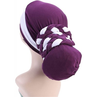 Skullies & Beanies Turban Soft Breathable Braided Durag Hair Snood Bun Hat Hair Braid - Tjm-341-1-beige - CR18M2649SZ $11.10