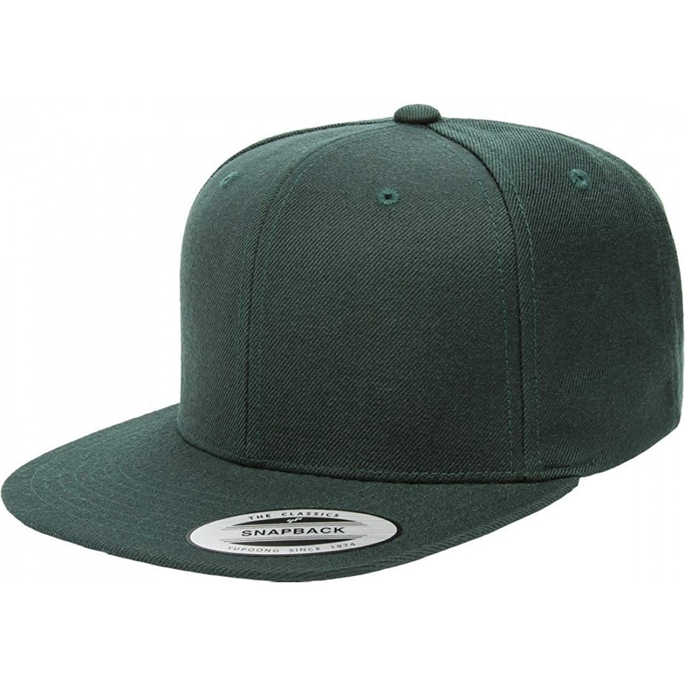 Baseball Caps Yupoong Premium Classic Snapback Hat - Flat Brim- Adjustable Ballcap w/Hat Liner - Spruce - CG18GZ22I6R $13.21