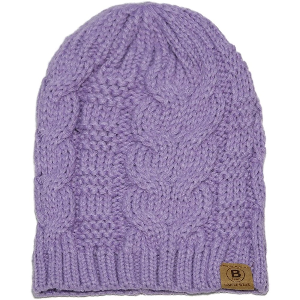 Skullies & Beanies Unisex Warm Chunky Soft Stretch Cable Knit Beanie Cap Hat - 102 Lavender - CT1889YL7E9 $10.23