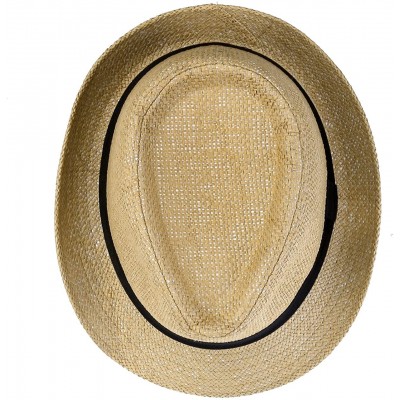 Fedoras Straw Panama Hat Short Brim Trilby Fedora Hat Summer Beach Sun Hats Women Men - 03-khaki - C0194HS7MO0 $21.34