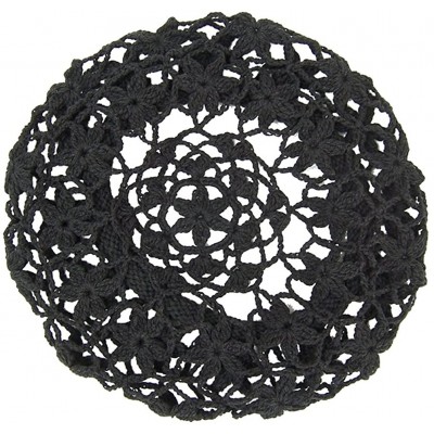 Berets Women's Light Beret Crochet Knitted Style for Spring Summer Fall - Black - CE1822G09II $21.33