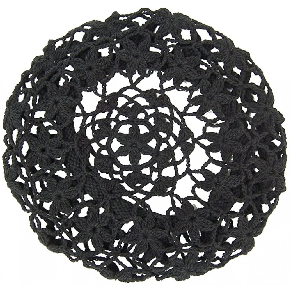 Berets Women's Light Beret Crochet Knitted Style for Spring Summer Fall - Black - CE1822G09II $10.09