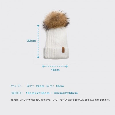 Skullies & Beanies Women Winter Knitted Beanie Hat with Fur Pom Bobble Hat Skull Beanie for Women - Cream( Gold Pompom) - CA1...