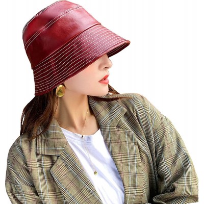 Bucket Hats Stylish Waterproof Foldable Fisherman Protects - Wine Red - CT18AC9D9YH $15.09