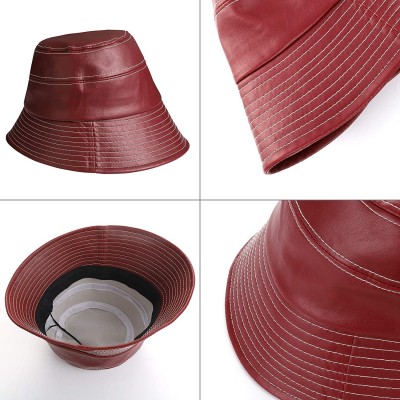 Bucket Hats Stylish Waterproof Foldable Fisherman Protects - Wine Red - CT18AC9D9YH $15.09