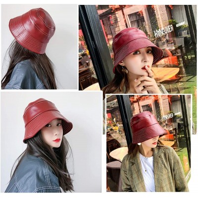 Bucket Hats Stylish Waterproof Foldable Fisherman Protects - Wine Red - CT18AC9D9YH $15.09