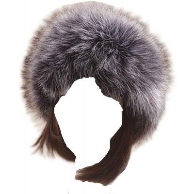 Cold Weather Headbands Women's Faux Fur Headband Soft Winter Cossack Russion Style Hat Cap - Grey&white - CA18L8I4RSD $23.54