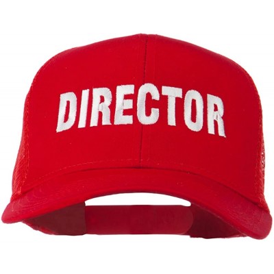 Baseball Caps Director Embroidered Mesh Back Cap - Red - CJ18WQXYUGQ $18.69