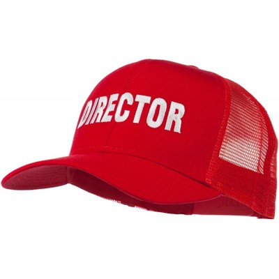Baseball Caps Director Embroidered Mesh Back Cap - Red - CJ18WQXYUGQ $18.69