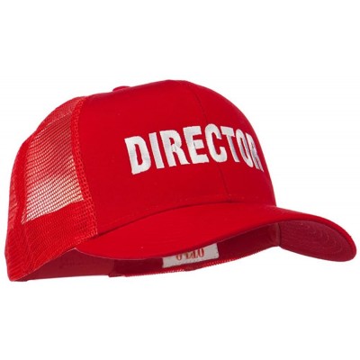 Baseball Caps Director Embroidered Mesh Back Cap - Red - CJ18WQXYUGQ $18.69