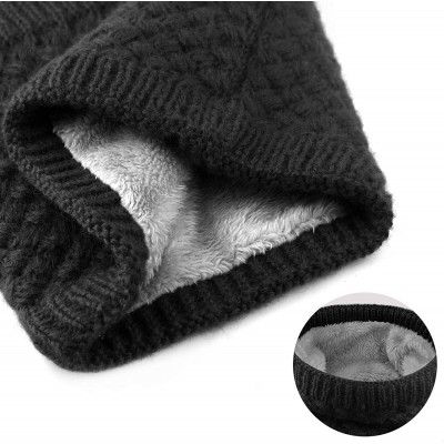 Skullies & Beanies 4 Pieces Womens Winter Beanie Hats with Ponytail Hole Knit Scarf Gloves - Black - CJ18YSNDU23 $15.06