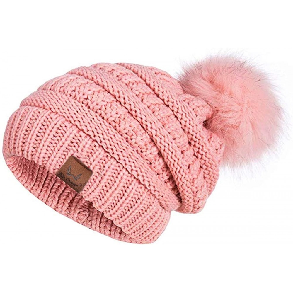 Womens Winter Knit Beanie Hat-Winter Knit Beanie Hat for Women with ...