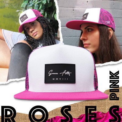 Baseball Caps Trucker Hat for Men & Women. Snapback Mesh Caps - Rose- Pink - CA18KH53DL4 $22.77