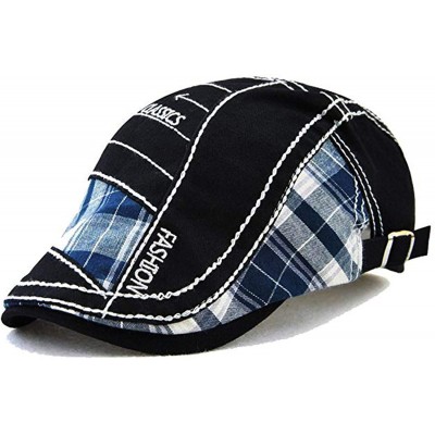 Newsboy Caps Men Beret Hat Cotton Buckle Adjustable Newsboy Hats Cabbie Gatsby Cap - Hat-t4-black - CB18TA7DTSY $26.18
