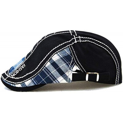 Newsboy Caps Men Beret Hat Cotton Buckle Adjustable Newsboy Hats Cabbie Gatsby Cap - Hat-t4-black - CB18TA7DTSY $13.42