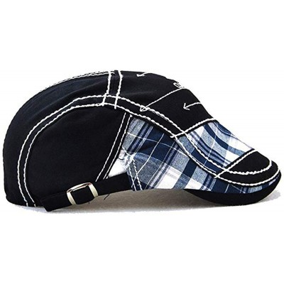 Newsboy Caps Men Beret Hat Cotton Buckle Adjustable Newsboy Hats Cabbie Gatsby Cap - Hat-t4-black - CB18TA7DTSY $13.42
