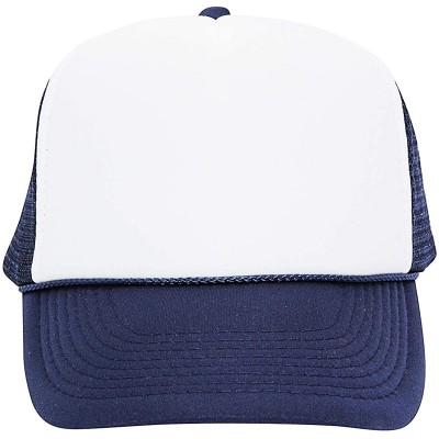 Baseball Caps Premium Trucker Cap Modern Summer Urban Style Cap - Adjustable Snapback - Unisex Design - Mesh Back - White/Nav...