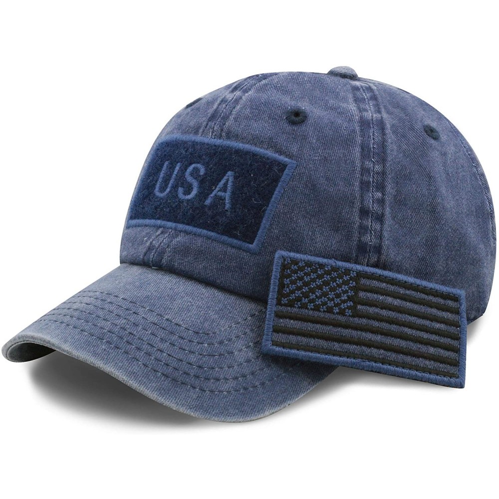 Baseball Caps Cotton & Pigment Low Profile Tactical Operator USA Flag Patch Military Army Cap - 1. Pigment - Blue - CT1983G5T...