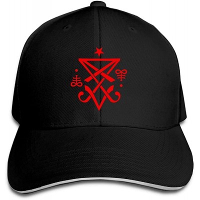 Baseball Caps Unisex Sandwich Cap Occult Sigil of Lucifer Satanic Adjustable Fashion Sport Cap for Men & Women - Black - CJ18...