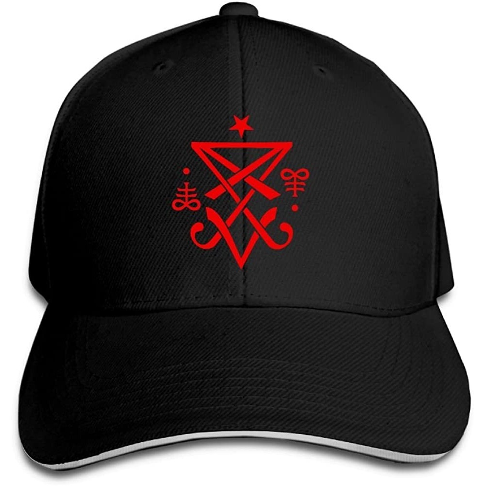 Baseball Caps Unisex Sandwich Cap Occult Sigil of Lucifer Satanic Adjustable Fashion Sport Cap for Men & Women - Black - CJ18...