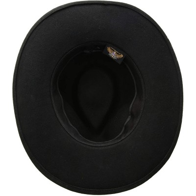 Cowboy Hats Outback- Water Repellent Wool Felt with Leather Band - Black - C011DUU8065 $45.16