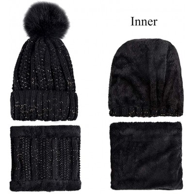 Skullies & Beanies Womens Winter Beanie Hat Scarf Set Warm Fuzzy Knit Hat Neck Scarves - C-wine Red - CT18ZDQ8IAT $13.67