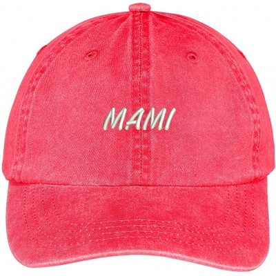 Baseball Caps Mami Embroidered Washed Cotton Adjustable Cap - Red - CE12IFNSCH3 $21.27