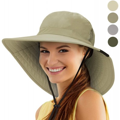 Sun Hats Sun Hat Wide Brim Fishing Boonie Cap Safari Hat for Women Hiking - Olive - CT180HYD7DH $14.73