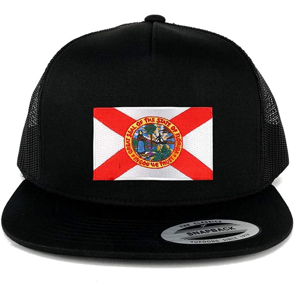 Baseball Caps Oversize XXL New Florida State Flag Patch 5 Panel Snapback Mesh Cap - Black - CY18XX7ZZR7 $16.96