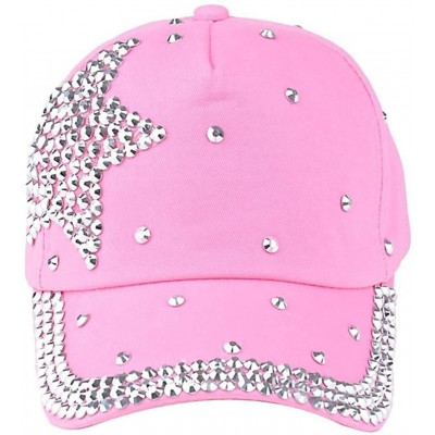 Baseball Caps Caps- Boy Girls 2016 Fashion Rhinestone Star Shaped Snapback Baseball Cap Hat (Pink) - CP12DYRAN1R $11.05