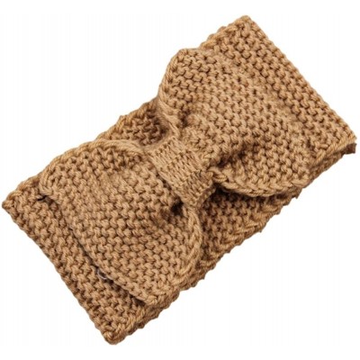 Headbands Women's Crochet Big Bow Knitted Winter Headband 2 - Tan - CW1870C0ARE $10.42