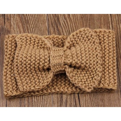 Headbands Women's Crochet Big Bow Knitted Winter Headband 2 - Tan - CW1870C0ARE $10.42