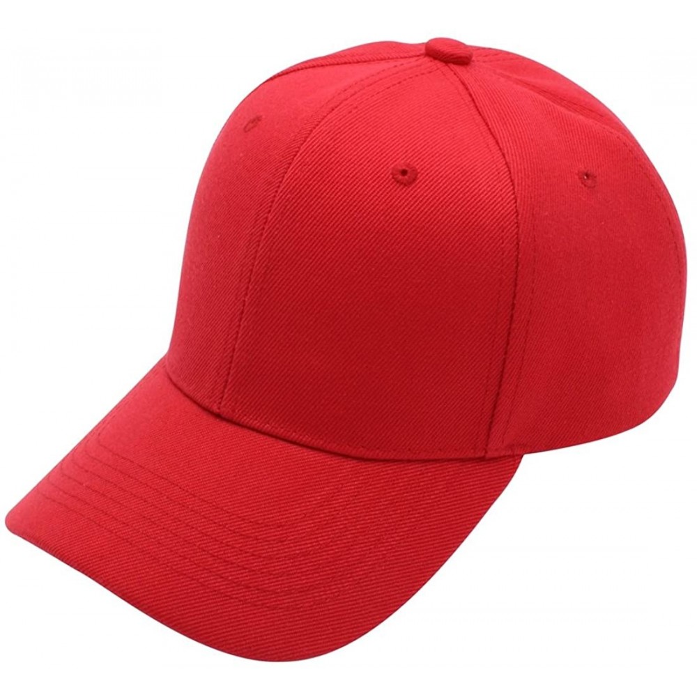 Baseball Caps Baseball Cap Men Women - Classic Adjustable Plain Hat - Red - CQ17YIXEX2Y $11.15