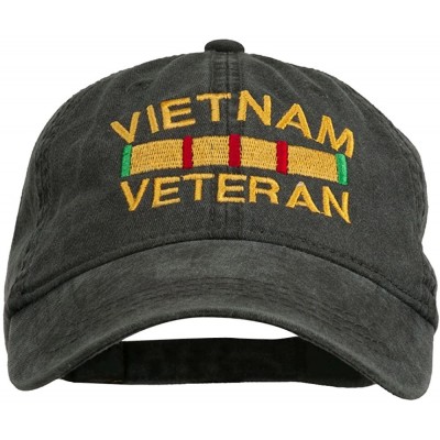 Baseball Caps Vietnam Veteran Embroidered Pigment Dyed Brass Buckle Cap - Black - CS11P5I79SP $14.39