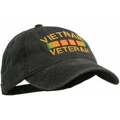 Baseball Caps Vietnam Veteran Embroidered Pigment Dyed Brass Buckle Cap - Black - CS11P5I79SP $14.39