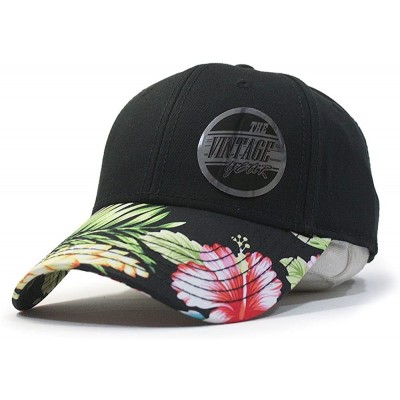 Baseball Caps Premium Floral Hawaiian Cotton Twill Adjustable Snapback Hats Baseball Caps - Hawaiian/Black/Black - CC124KPG33...